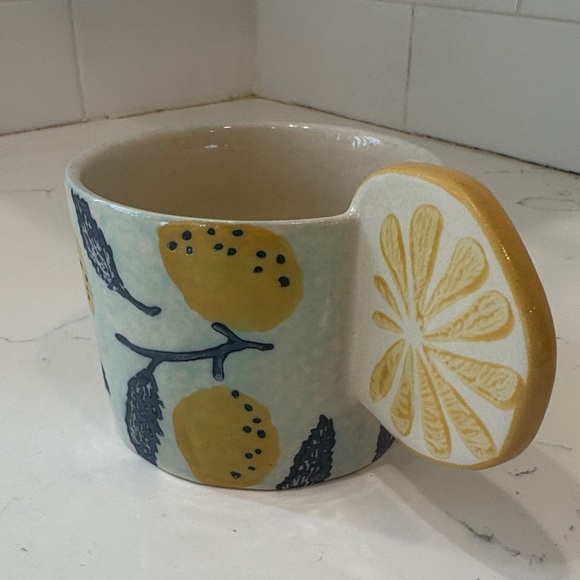 Anthropologie Blue and Yellow Lemon Mug - Picture 6 of 8